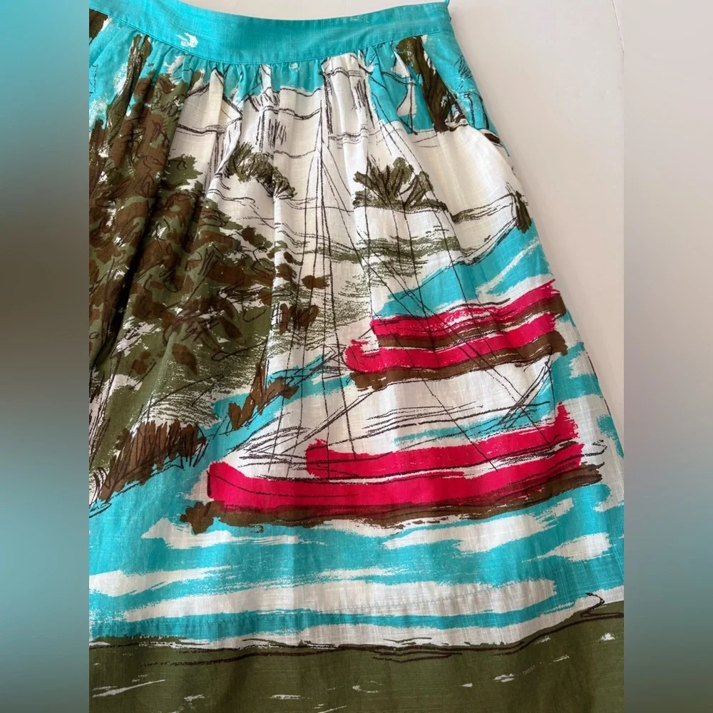 Anthropologie We Love Vera Boat Print Skirt 2 - Picture 3 of 9